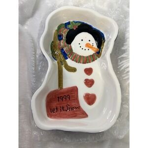 Vintage 1999 Snowman home Trends ‎ Candy Bowl. New Christmas Retro Decor parties